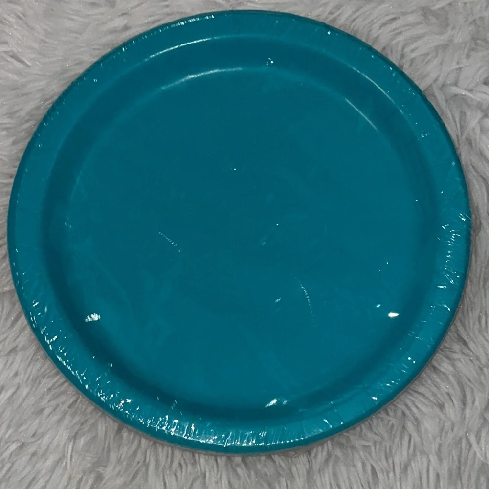 Teal Party Plates Caribbean Teal 16 Count